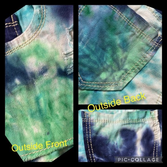Hippie Laundry Juniors 7 Blue Green White Tie Dye Distressed Fringe Hem Shorts - Picture 10 of 12